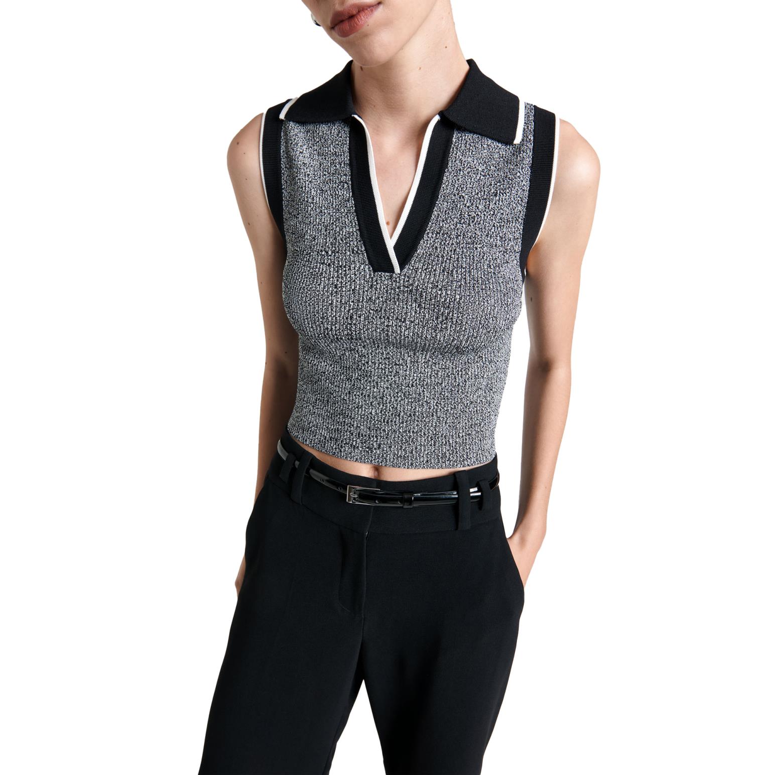 Cue 2 Tone Polo Knit Tank